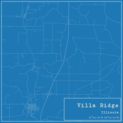 Blueprint US city map of Villa Ridge, Illinois.