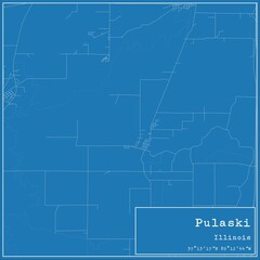 Blueprint US city map of Pulaski, Illinois.