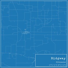 Blueprint US city map of Ridgway, Illinois.