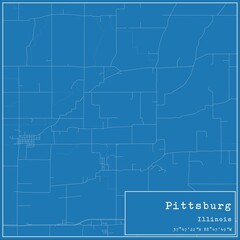 Blueprint US city map of Pittsburg, Illinois.