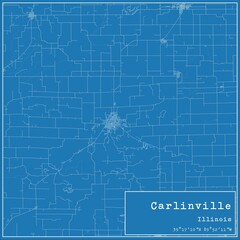 Blueprint US city map of Carlinville, Illinois.