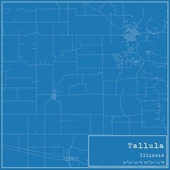 Blueprint US city map of Tallula, Illinois.