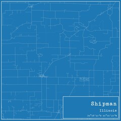 Blueprint US city map of Shipman, Illinois.