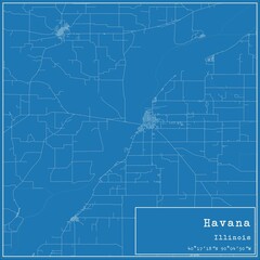 Fototapeta premium Blueprint US city map of Havana, Illinois.