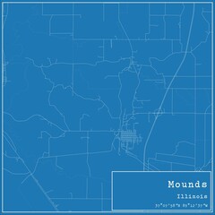Blueprint US city map of Mounds, Illinois.