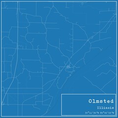 Blueprint US city map of Olmsted, Illinois.