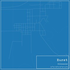 Obraz premium Blueprint US city map of Hurst, Illinois.