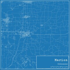 Blueprint US city map of Marion, Illinois.