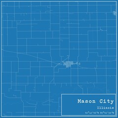 Blueprint US city map of Mason City, Illinois.