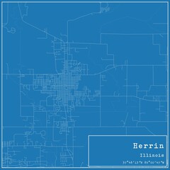 Obraz premium Blueprint US city map of Herrin, Illinois.