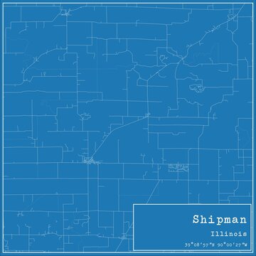Blueprint US city map of Shipman, Illinois.
