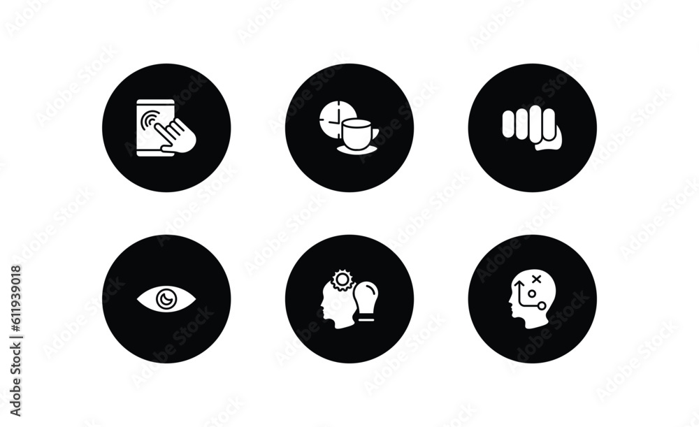 Poster startup stategy and filled icons set. startup stategy and filled icons pack included user experience