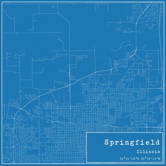 Blueprint US city map of Springfield, Illinois. - obrazy, fototapety, plakaty