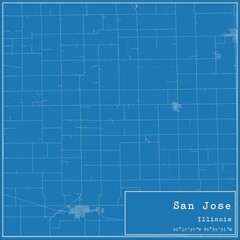 Blueprint US city map of San Jose, Illinois.