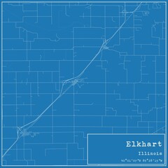 Blueprint US city map of Elkhart, Illinois.
