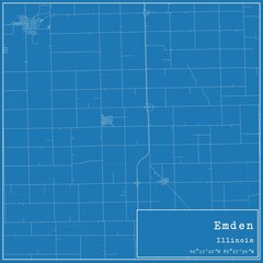Blueprint US city map of Emden, Illinois.