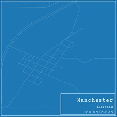 Blueprint US city map of Manchester, Illinois.