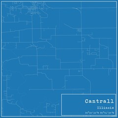 Obraz premium Blueprint US city map of Cantrall, Illinois.