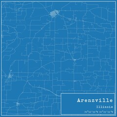 Fototapeta premium Blueprint US city map of Arenzville, Illinois.