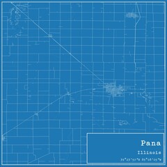 Naklejka premium Blueprint US city map of Pana, Illinois.