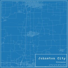 Blueprint US city map of Johnston City, Illinois.