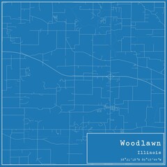 Blueprint US city map of Woodlawn, Illinois.