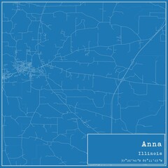 Blueprint US city map of Anna, Illinois. - obrazy, fototapety, plakaty