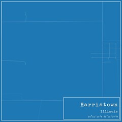 Naklejka premium Blueprint US city map of Harristown, Illinois.