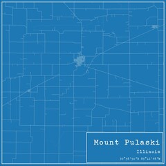 Blueprint US city map of Mount Pulaski, Illinois.
