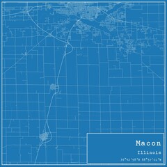 Blueprint US city map of Macon, Illinois.