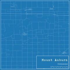 Blueprint US city map of Mount Auburn, Illinois. - obrazy, fototapety, plakaty