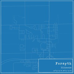 Blueprint US city map of Forsyth, Illinois.