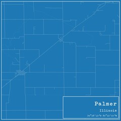 Blueprint US city map of Palmer, Illinois.