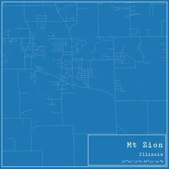Fototapeta premium Blueprint US city map of Mt Zion, Illinois.