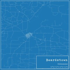 Fototapeta premium Blueprint US city map of Beardstown, Illinois.