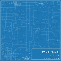 Blueprint US city map of Flat Rock, Illinois.