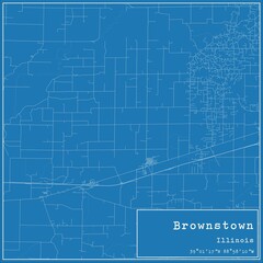 Blueprint US city map of Brownstown, Illinois.