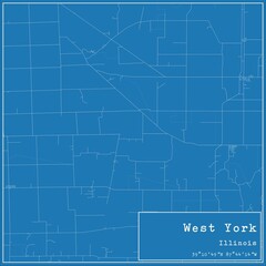 Fototapeta premium Blueprint US city map of West York, Illinois.