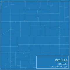 Blueprint US city map of Trilla, Illinois.