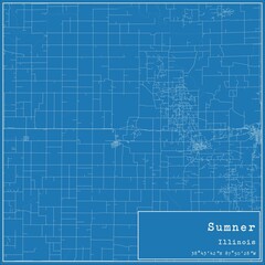 Blueprint US city map of Sumner, Illinois.