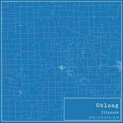 Blueprint US city map of Oblong, Illinois.
