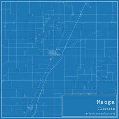 Blueprint US city map of Neoga, Illinois.