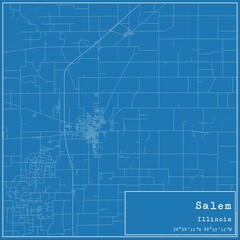 Blueprint US city map of Salem, Illinois.