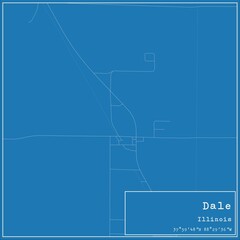 Fototapeta premium Blueprint US city map of Dale, Illinois.