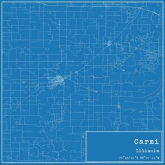 Blueprint US city map of Carmi, Illinois.