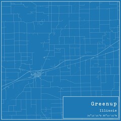 Blueprint US city map of Greenup, Illinois.