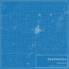 Blueprint US city map of Centralia, Illinois.