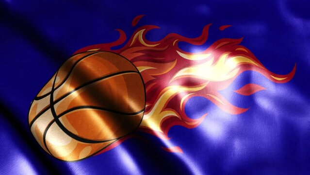 video animation of basketball with flames.