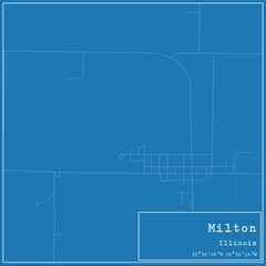 Blueprint US city map of Milton, Illinois.