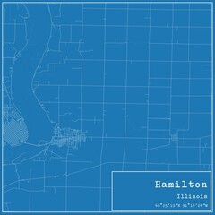 Blueprint US city map of Hamilton, Illinois.